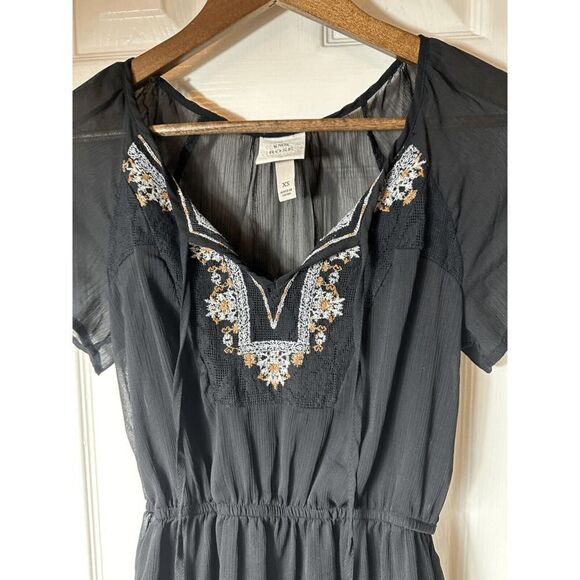 KNOX ROSE womens sheer elastic waist mini  dress black‎ size Xs Boho - Picture 4 of 8